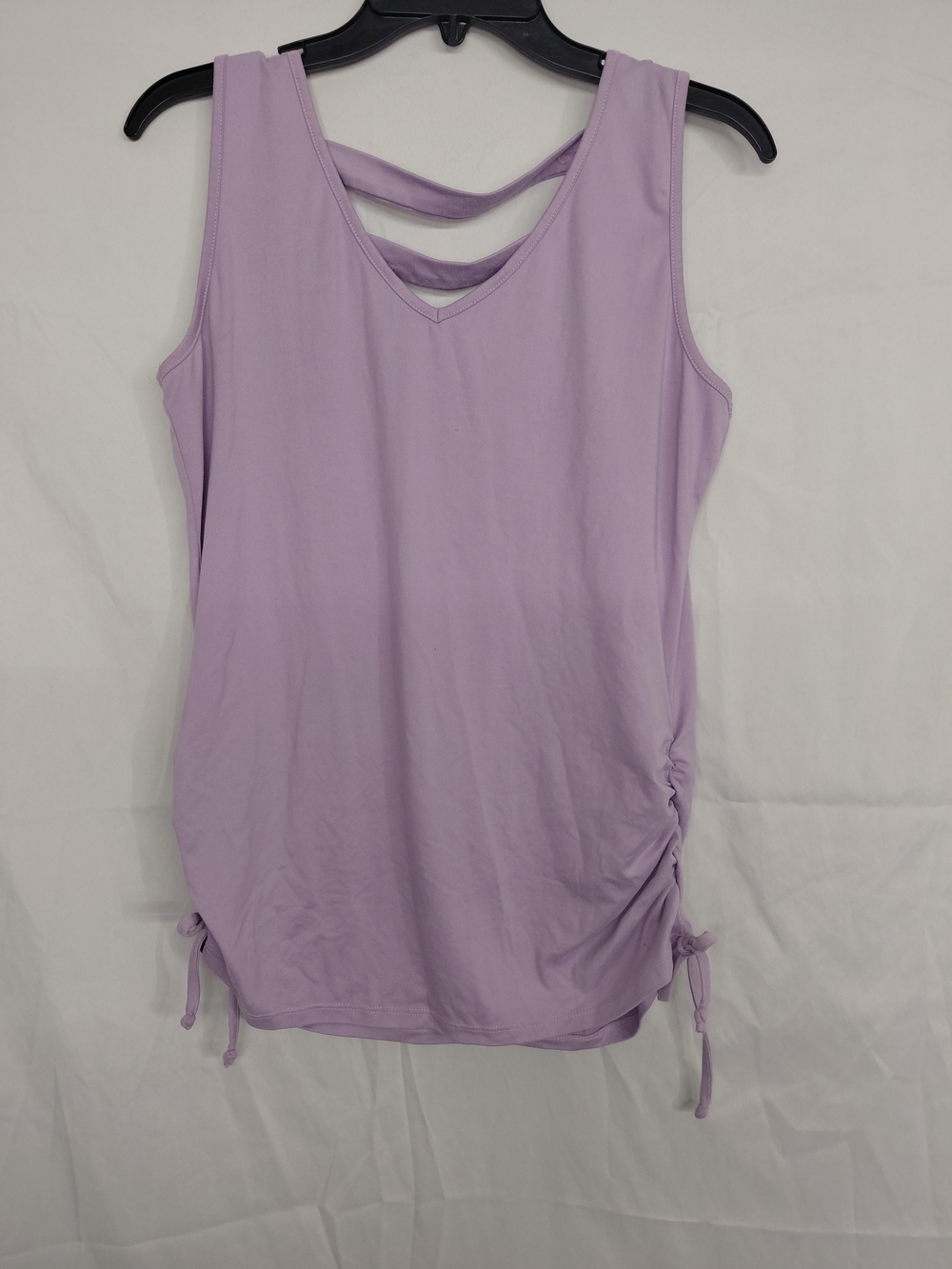 Sleeveless V-Neck Tank Top with Side Drawstrings - Lavender
